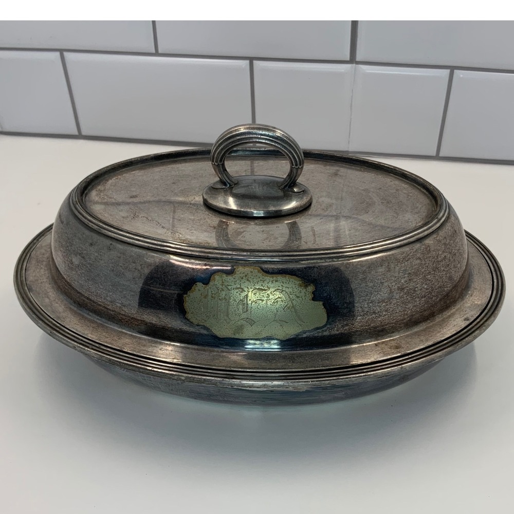 Vintage Gorham Silverplate Oval Covered Serving Dish 01140 Silver‎ 10.5in